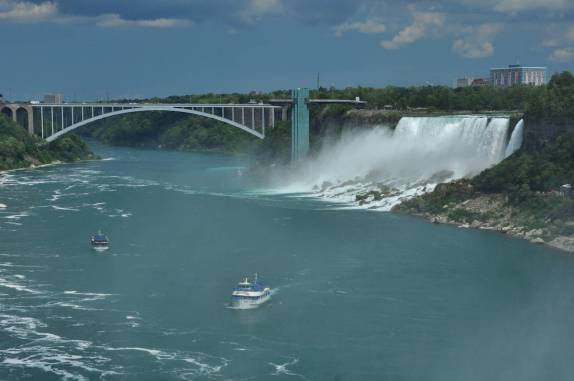 O ponte internacional em Niagara Falls, que liga o Canadá aos Estados Unidos